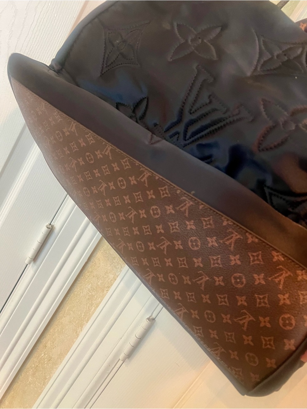 LV Initial Black Quilted Monogram Tote Bag - Picture 4 of 6
